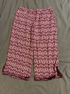 Jockey Jogger Pajama Pants Womens Burgundy Floral Microfiber Stretch Size Small